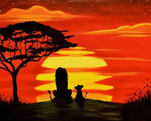 Lion King Tree Silhouette paint by numbers