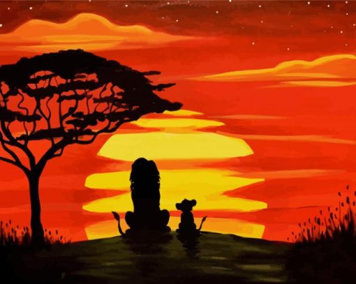 Lion King Tree Silhouette paint by numbers