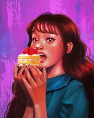 Girl Eating Cake paint by numbers