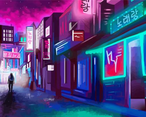 Neon South Korea Night paint by numbers