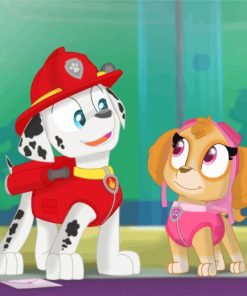 Paw Patrol Skye And Marshall paint by numbers