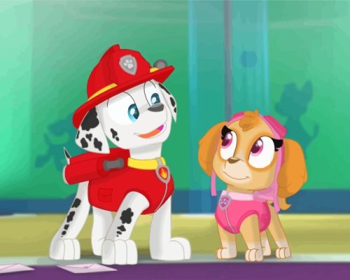 Paw Patrol Skye And Marshall paint by numbers