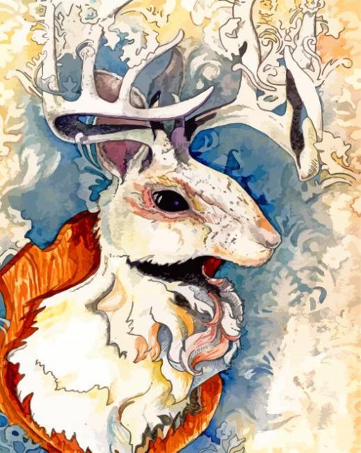 Abstract White Jackalope Paint By Numbers