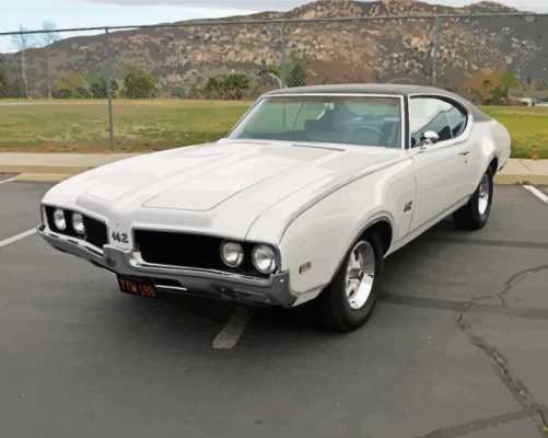 White 1969 Oldsmobile Paint By Numbers